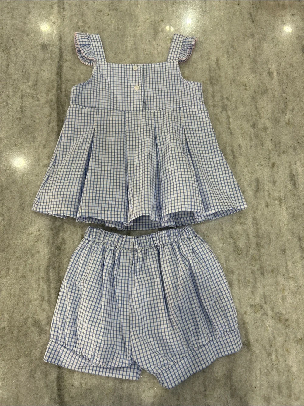 Classic Whimsy Girls Blue Striped Two-Piece Set with School Icons Size 6